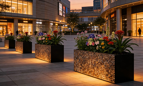 轻奢工业风花箱：天然石子与不锈钢碰撞，解锁高级景观美学