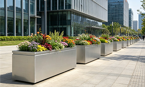 南京小米总部同款｜304 拉丝不锈钢花箱：高端园区的长效景观解决方案