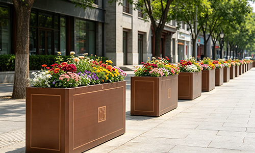 电镀拉丝不锈钢花箱，北京项目实拍，品质之选
