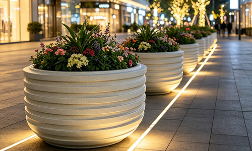 当仿石肌理遇上圆形轮廓，解锁市政绿化的质感美学